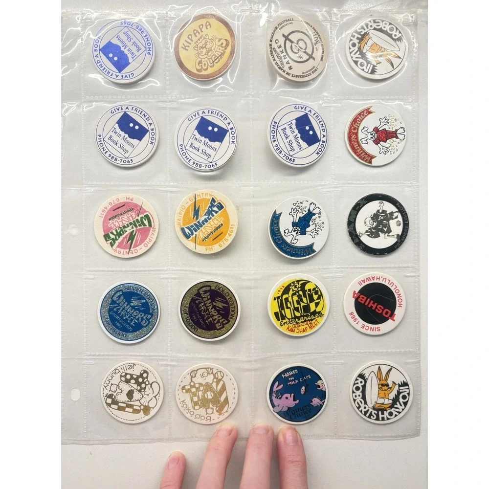 Vintage 90s Pog Milk Caps Lot of 20+Assorted Collectible Game 94 Hawai'i  POGs